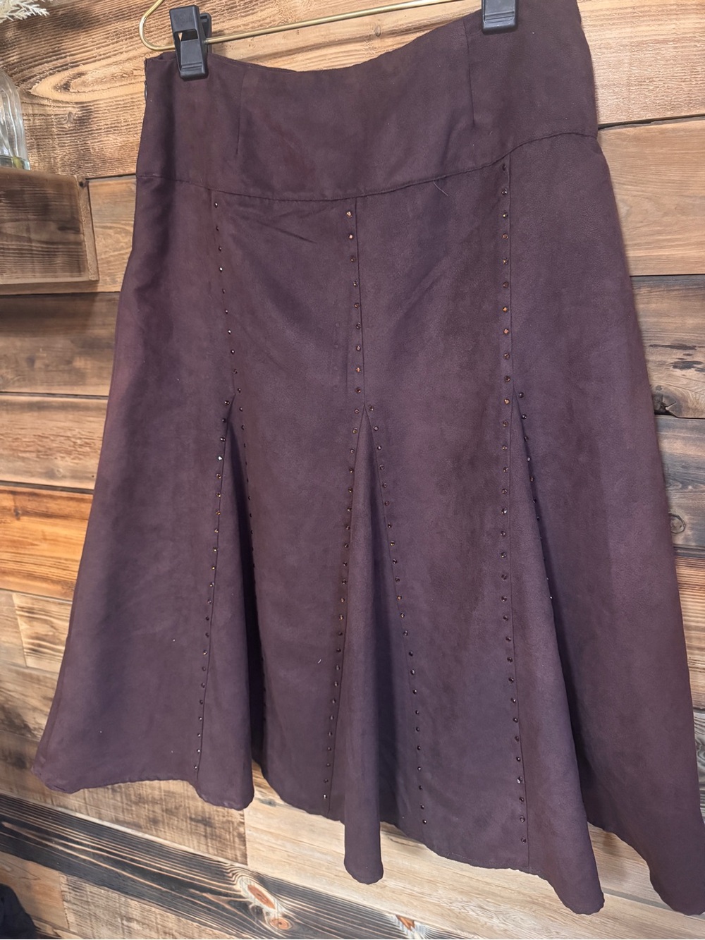 Richard Malcolm Faux Suede Vintage Boho Women's Brown A-Line Skirt | Sz 12